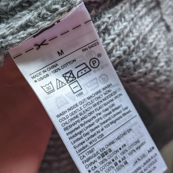 Gap Women's Medium Gray Cardigan Sweater Cotton Long Striped Ombre Colorblock M - Picture 4 of 5